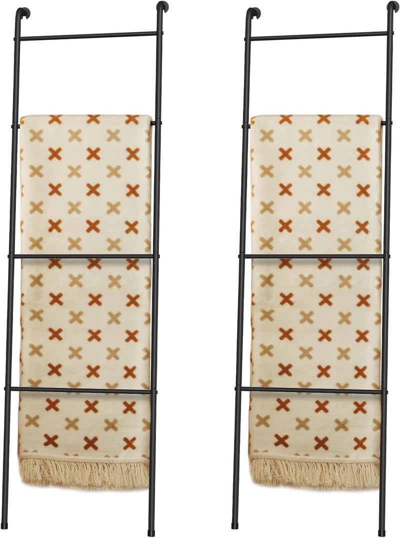 ABQ 2 Pack Blanket Ladder Outdoor Towel Rack for Pool, Decorative Metal Holder for The Living Room Bathroom, Black - Image 1